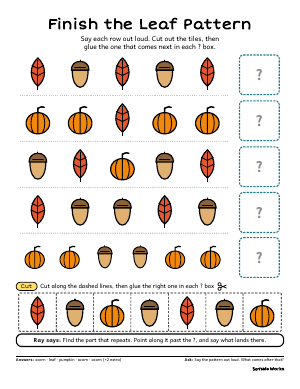 First page of Finish the Leaf Pattern